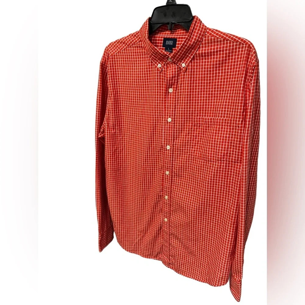 Reed Edward’s Men’s Orange & White Plaid Long Sleeve Button Down Shirt - Large - Picture 3 of 8